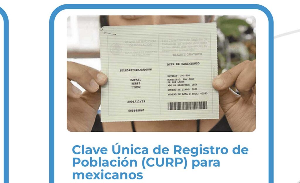 Ingresa a Clave Única de Registro de Población (CURP) para mexicanos de